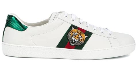 gucci new ace embroidered sneakers white|Gucci ace tiger sneakers.